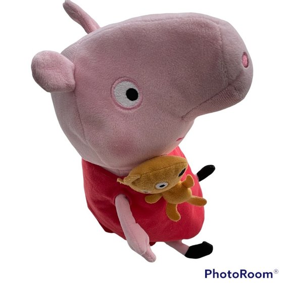 Ty Beanie Babies 8in. Peppa Pig Holding Brown Teddy Bear Plush. No tag. - Picture 2 of 9
